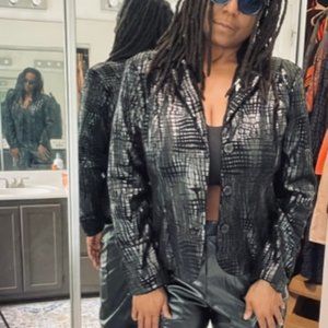 Erin London Black Vegan Leather Jacket - Size L